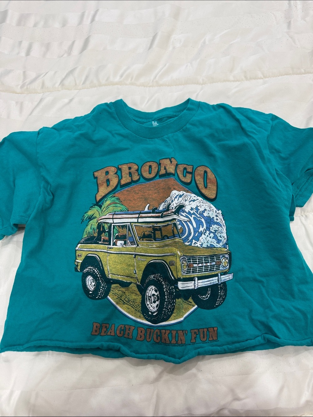 Teal 'Bronco' Graphic Tee - Beach Buckin' Fun